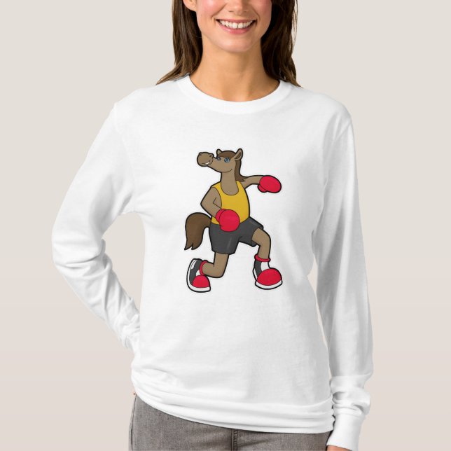 Pferd als Boxer mit Boxhandschuhen T-Shirt (Vorderseite)