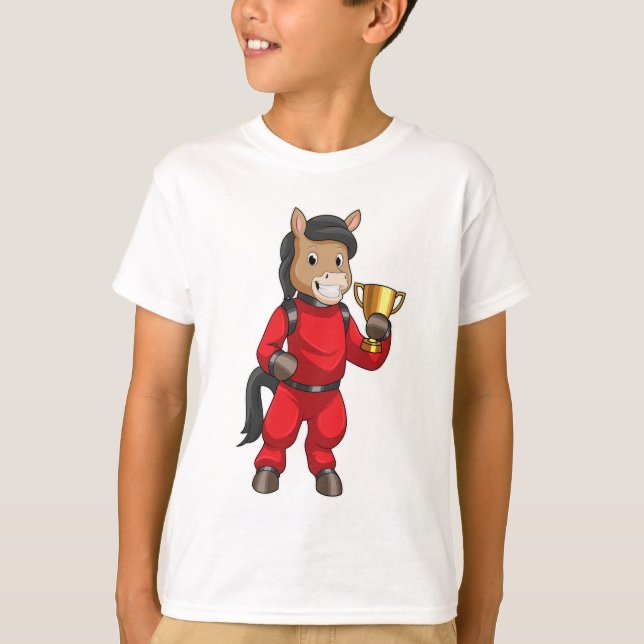 Pferd als Champion mit Trophäe T-Shirt (Vorderseite)