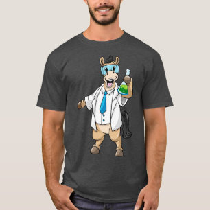 Pferd als Chemist mit Brille und Reagenzglas T-Shirt