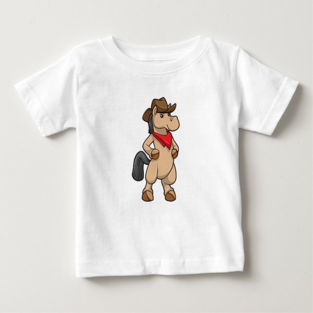 Pferd als Cowboy Baby T-shirt (Vorderseite)