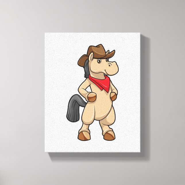 Pferd als Cowboy Leinwanddruck (Vorderseite)