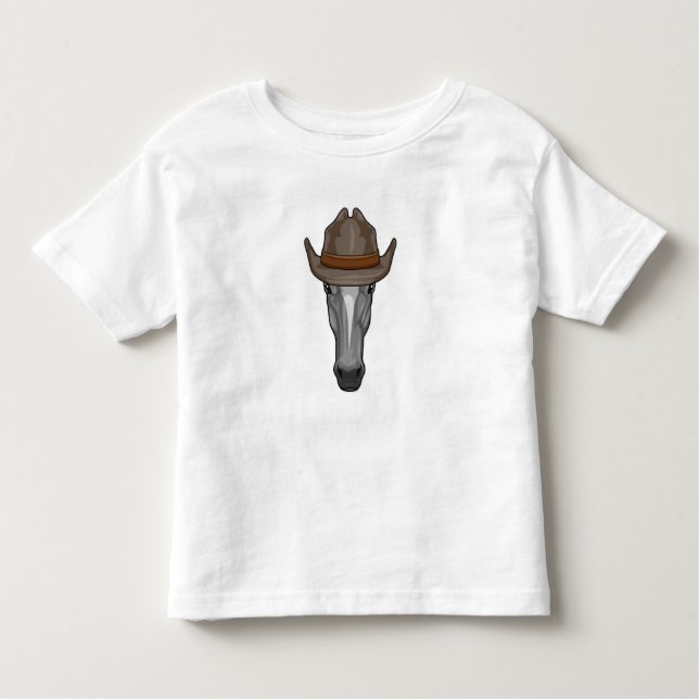 Pferd als Cowboy mit Hut Kleinkind T-shirt (Vorderseite)