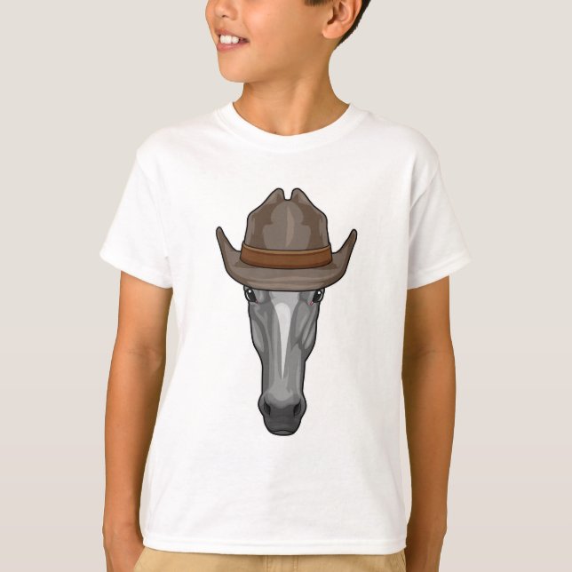 Pferd als Cowboy mit Hut T-Shirt (Vorderseite)