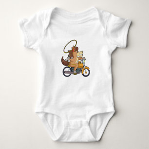 Pferd als Cowboy mit Lasso & Motorrad Baby Strampler