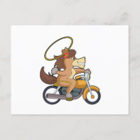 Pferd als Cowboy mit Lasso & Motorrad