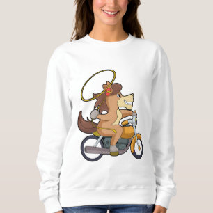Pferd als Cowboy mit Lasso & Motorrad Sweatshirt