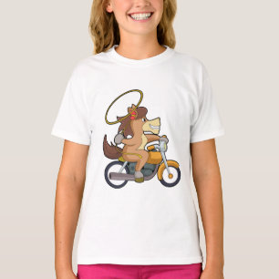 Pferd als Cowboy mit Lasso & Motorrad T-Shirt