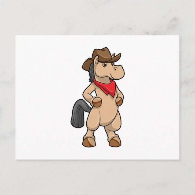 Pferd als Cowboy Postkarte (Vorderseite)