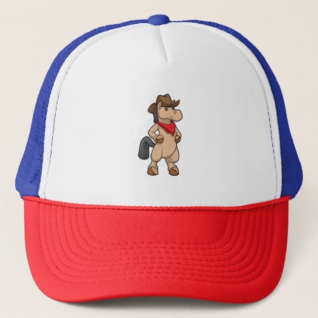 Pferd als Cowboy Truckerkappe (Vorderseite)