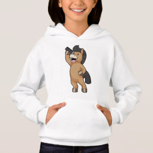 Pferd als Friseur mit Kamm Hoodie