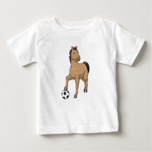 Pferd als Fußballspieler mit Fußball Baby T-shirt
