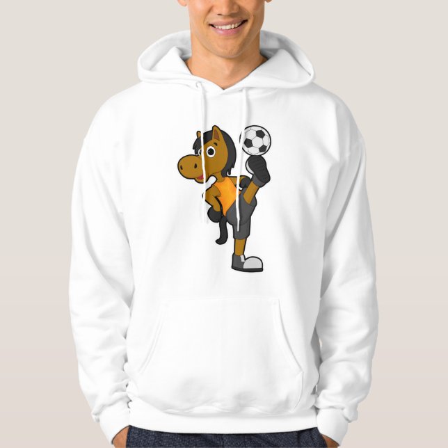 Pferd als Fußballspieler mit Fußball Hoodie (Vorderseite)