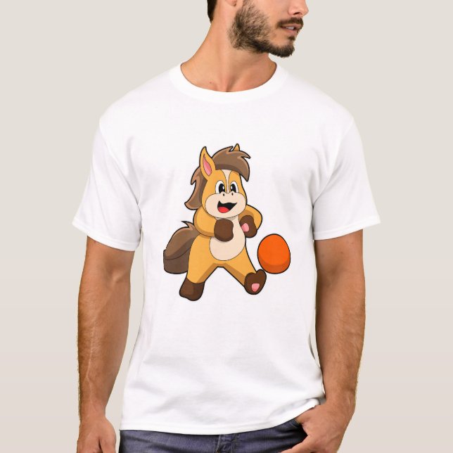 Pferd als Fußballspieler mit Fußball T-Shirt (Vorderseite)