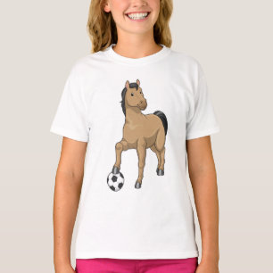 Pferd als Fußballspieler mit Fußball T-Shirt