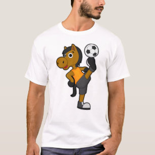 Pferd als Fußballspieler mit Fußball T-Shirt
