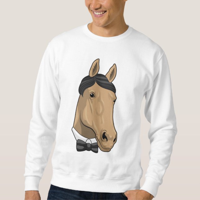 Pferd als Gentleman mit Bow-Krawatte Sweatshirt (Vorderseite)