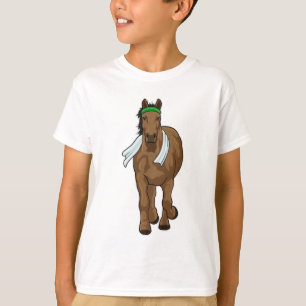 Pferd als Läufer mit Handtuch T-Shirt