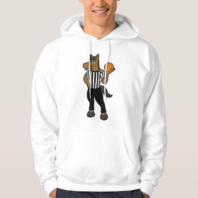 Pferd als Schiedsrichter mit Basketball & Pfeifen Hoodie (Vorderseite)