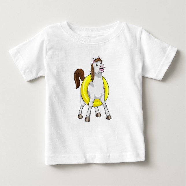 Pferd als Schwimmer mit Lifebouy Baby T-shirt (Vorderseite)