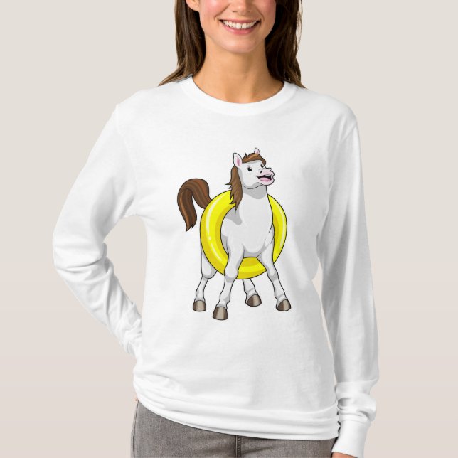 Pferd als Schwimmer mit Lifebouy T-Shirt (Vorderseite)