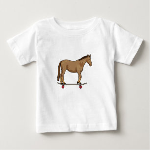 Pferd als Skater auf Skateboard Baby T-shirt