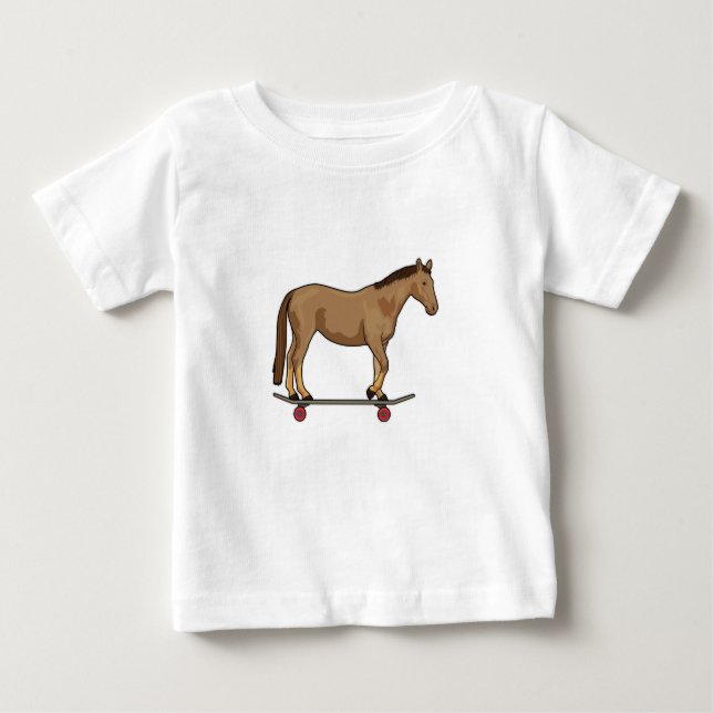 Pferd als Skater auf Skateboard Baby T-shirt (Vorderseite)