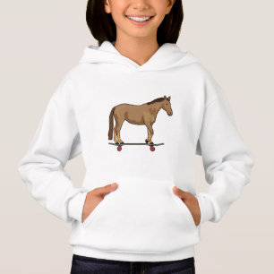 Pferd als Skater auf Skateboard Hoodie