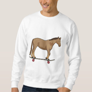 Pferd als Skater auf Skateboard Sweatshirt