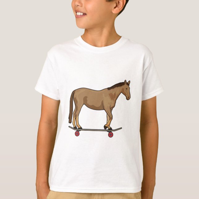 Pferd als Skater auf Skateboard T-Shirt (Vorderseite)