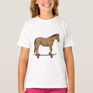 Pferd als Skater auf Skateboard T-Shirt