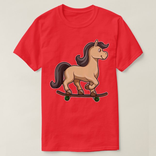 Pferd als Skater mit Skateboard 1 T-Shirt (Design vorne)