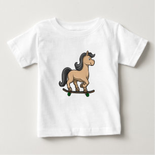 Pferd als Skater mit Skateboard Baby T-shirt