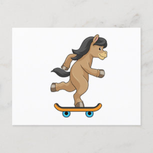 Pferd als Skater mit Skateboard Postkarte