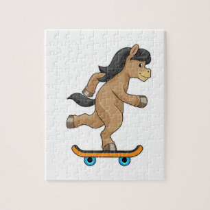 Pferd als Skater mit Skateboard Puzzle