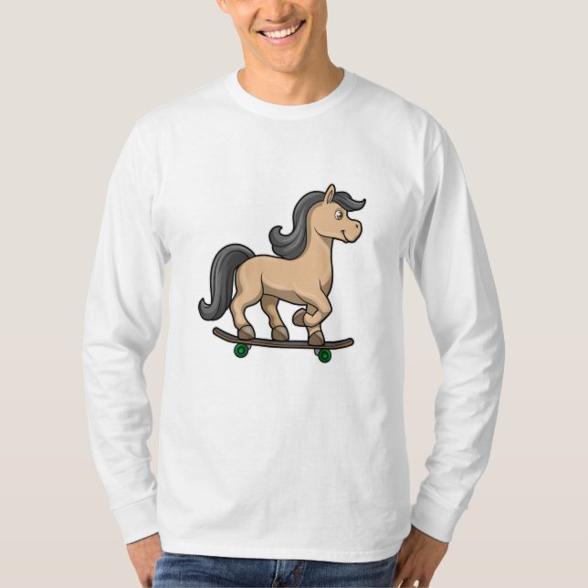 Pferd als Skater mit Skateboard T-Shirt (Vorderseite)
