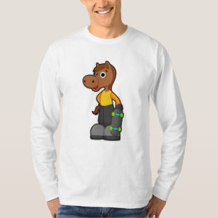 Pferd als Skater mit Skateboard T-Shirt