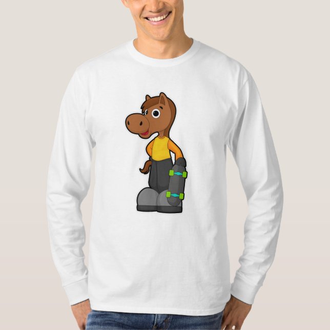 Pferd als Skater mit Skateboard T-Shirt (Vorderseite)