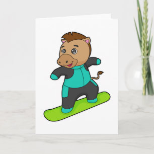 Pferd als Snowboarder mit Snowboard Karte