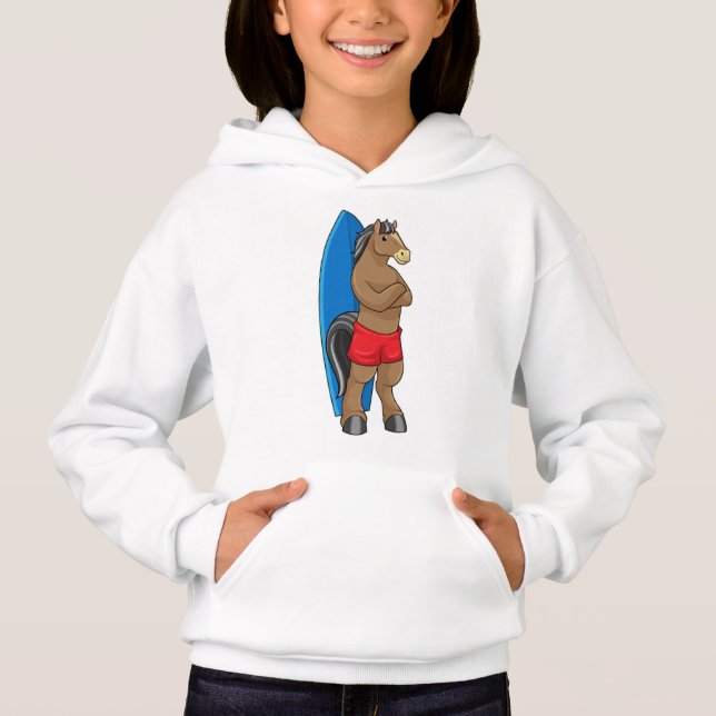 Pferd als Surfer mit Surfbrett Hoodie (Vorderseite)