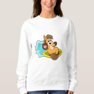 Pferd als Surfer mit Surfbrett Sweatshirt