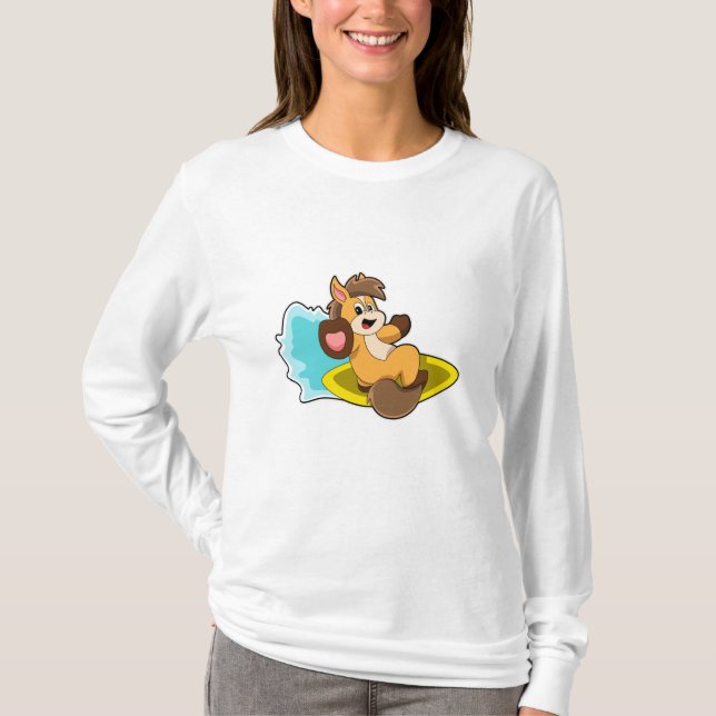Pferd als Surfer mit Surfbrett T-Shirt (Vorderseite)