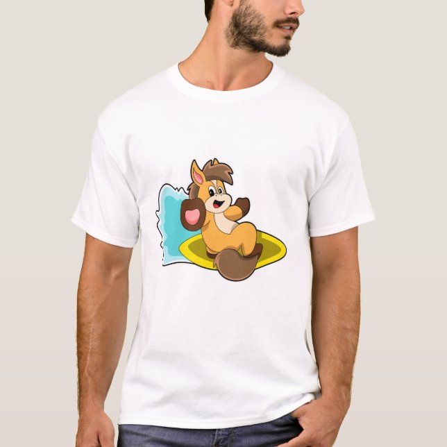 Pferd als Surfer mit Surfbrett T-Shirt (Vorderseite)