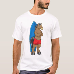 Pferd als Surfer mit Surfbrett T-Shirt