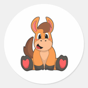 Pferd am Sitzen Runder Aufkleber