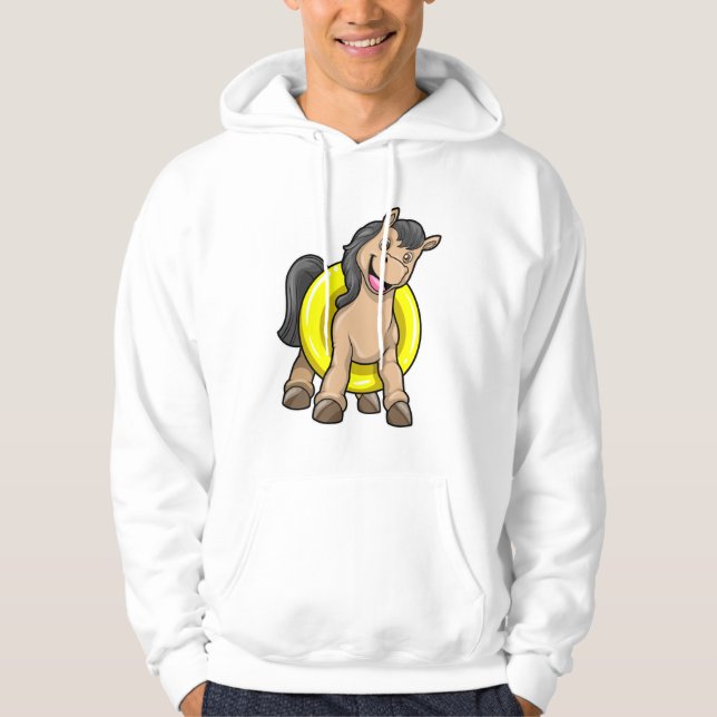 Pferd am Strand mit Schwimmring Hoodie (Vorderseite)