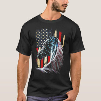 Pferd Amerikanische Flagge 4. Juli T-Shirt