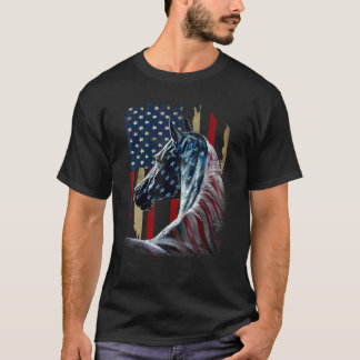 Pferd Amerikanische Flagge Derby Rennen Reitsport  T-Shirt