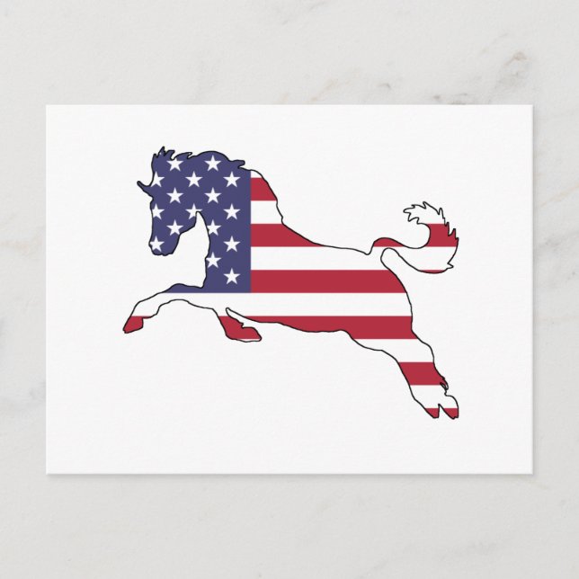 Pferd "Amerikanische Flagge" Postkarte (Vorderseite)