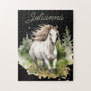 Pferd Aquarell Weiß Arabisches Pferd Pony Natur Puzzle
