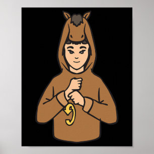 Pferd Asl Handgeste Gehörlosigkeit Hörverlust Bewu Poster